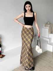 Grunge Plaid Maxi Skirt