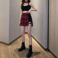 Y2K Grunge Plaid Mini Skort