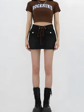 Y2K Lace Up Denim Mini Skort