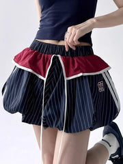Y2K Striped Balloon Mini Skirt